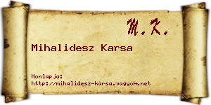 Mihalidesz Karsa névjegykártya